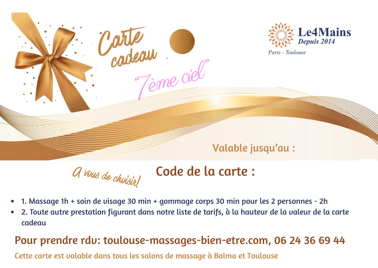 Carte cadeau « 7e ciel » du salon Le 4 Mains — 334 €