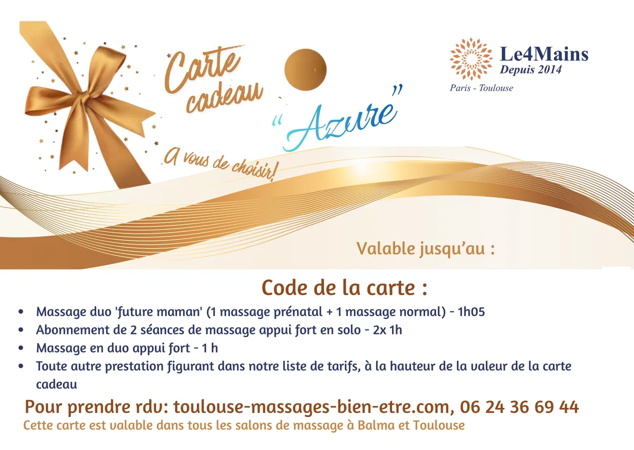 Carte cadeau « Azure » du salon Le 4 Mains — 160 €