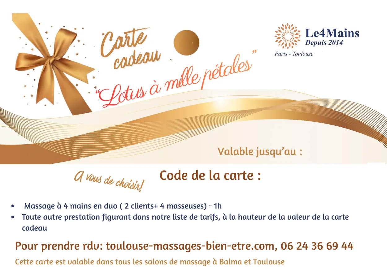Carte cadeau « Lotus à mille pétales » du salon Le 4 Mains — 300 €