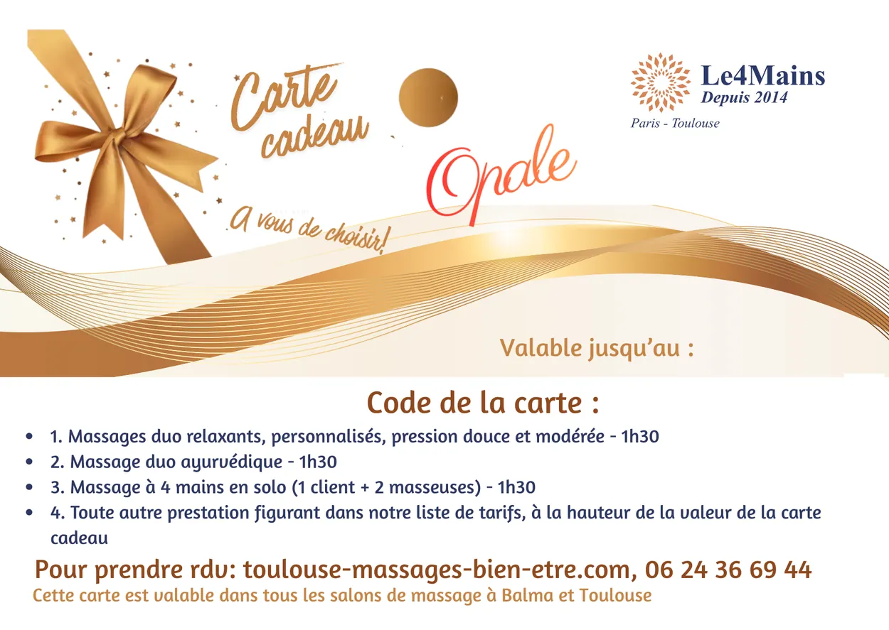 Carte cadeau « Opale » du salon Le 4 Mains — 195 €