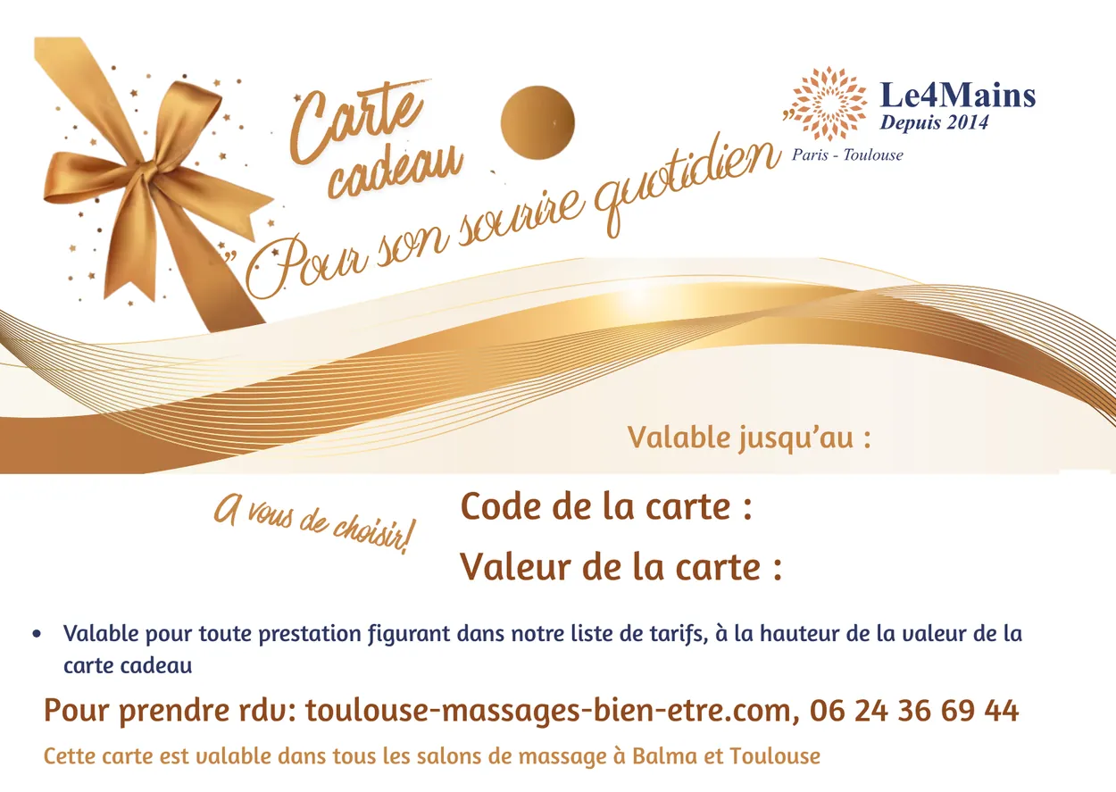 Carte cadeau « Pour son sourire quotidien » du salon Le 4 Mains — le montant de votre choix