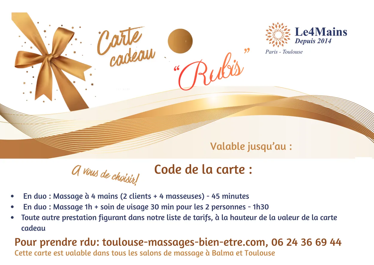 Carte cadeau « Rubis » du salon Le 4 Mains — 250 €