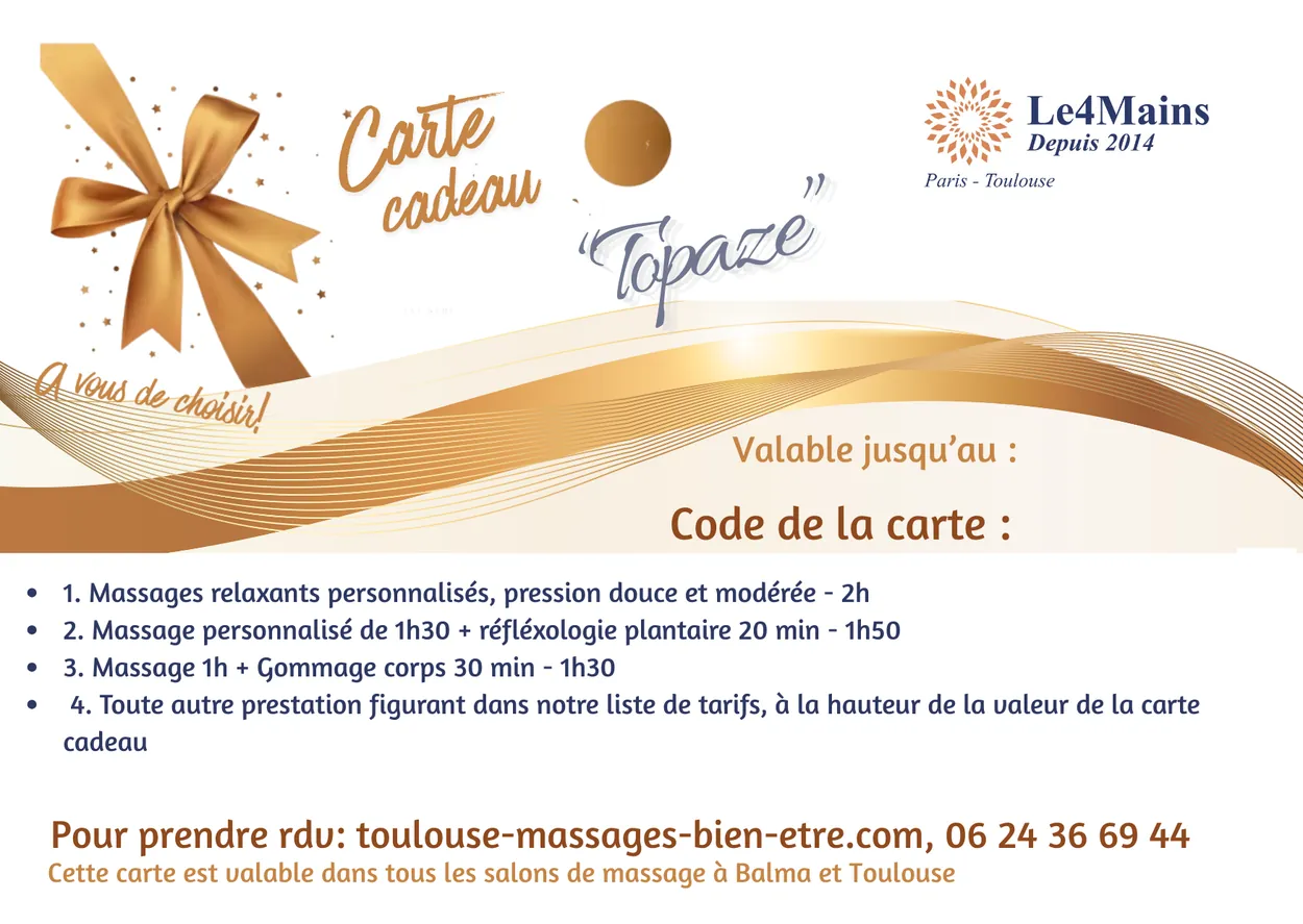 Carte cadeau « Topaze » du salon Le 4 Mains — 120 €