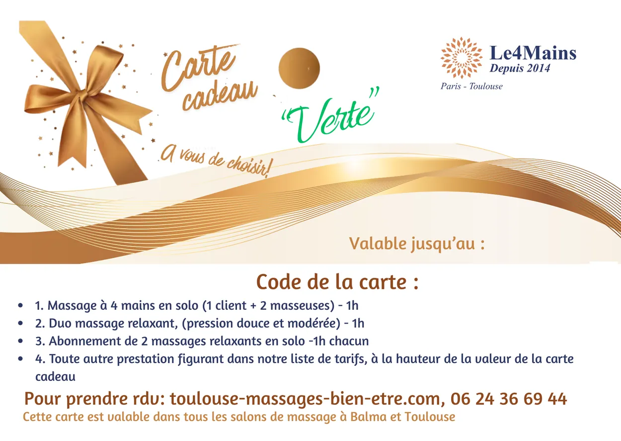 Carte cadeau « Verte » du salon Le 4 Mains — 150 €